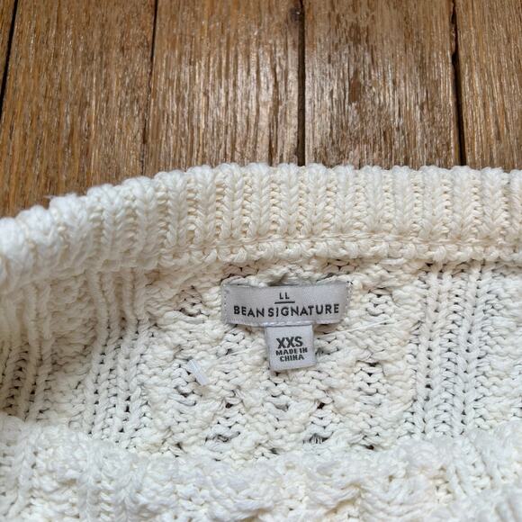 L.L. Bean Signature Fisherman Sweater Cable Knit Side Zippers Tri Color Size XXS - Picture 7 of 13